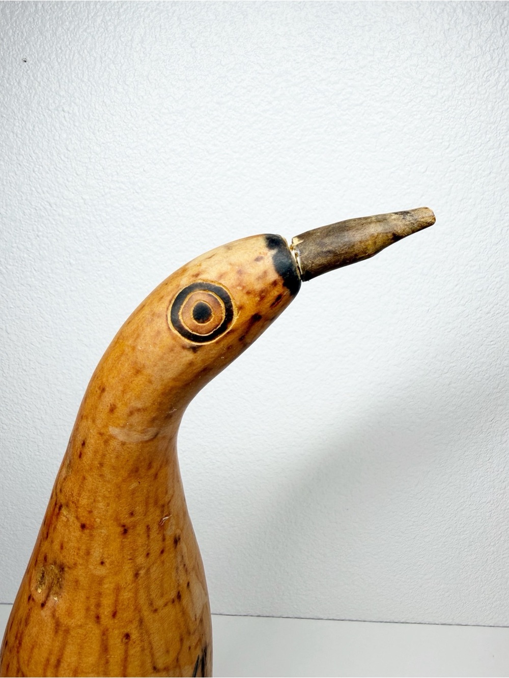 Vintage Folk Art Hand Carved Etched Penguin Gourd - Picture 6 of 9